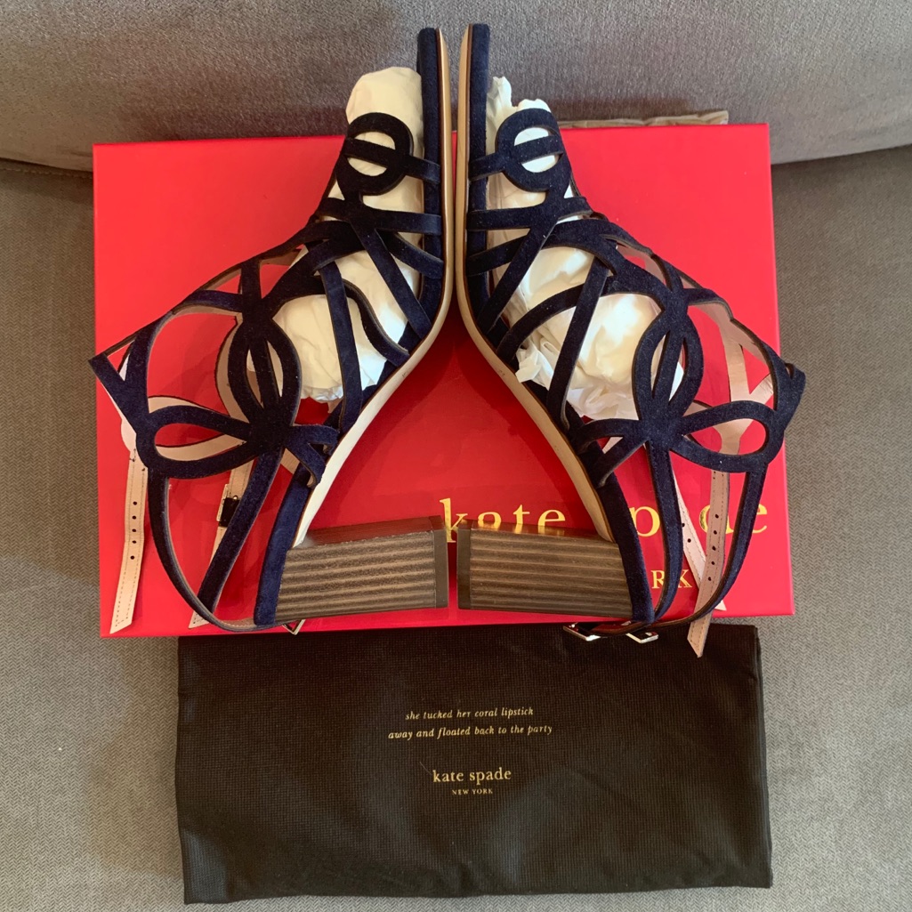 Kate Spade Estrella Heels In Navy